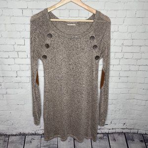 Women's Boutique Taupe Sweater Dress Tunic Soft Small Beige Business Casual